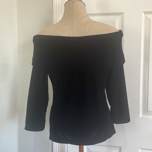 New York & company stretch top off the shoulder velvet 3/4 sleeve women’s size M - Picture 4 of 11
